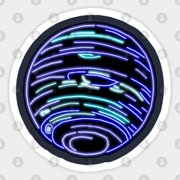 Electric Solar System Neon Neptune Sticker by gkillerb